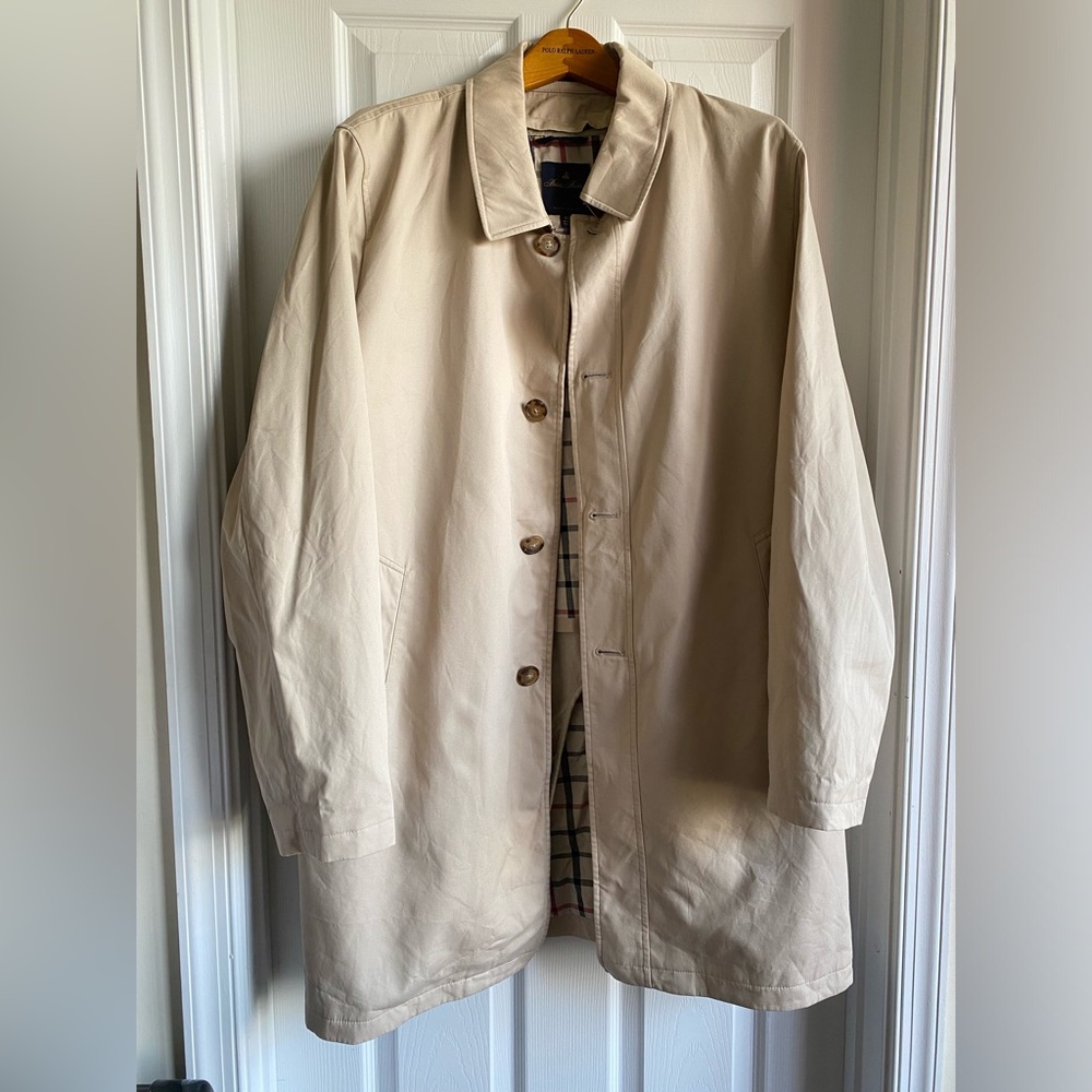 Brooks Brothers Single Breasted Khaki Trench Coat with Liner Zone A Warmth Level